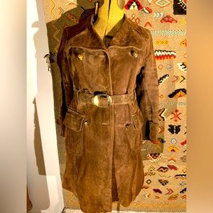 COPY - Swinging Suede True Vintage Leather Trench Coat with Original Belt